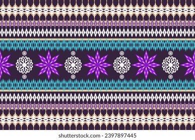 Geometric ethnic aztec embroidery style.Figure ikat oriental traditional art pattern.Design for ethnic background,wallpaper,fashion,clothing,wrapping,fabric,element,sarong,graphic,vector illustration.