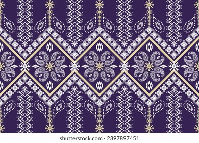 Geometric ethnic aztec embroidery style.Figure ikat oriental traditional art pattern.Design for ethnic background,wallpaper,fashion,clothing,wrapping,fabric,element,sarong,graphic,vector illustration.