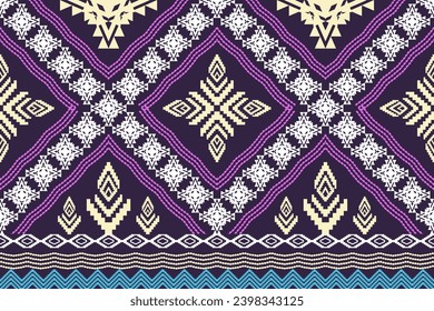 Geometric ethnic aztec embroidery style.Figure ikat oriental traditional art pattern.Design for ethnic background,wallpaper,fashion,clothing,wrapping,fabric,element,sarong,graphic,vector illustration.