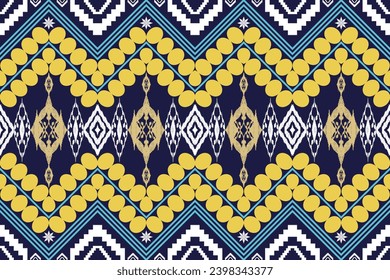 Geometric ethnic aztec embroidery style.Figure ikat oriental traditional art pattern.Design for ethnic background,wallpaper,fashion,clothing,wrapping,fabric,element,sarong,graphic,vector illustration.