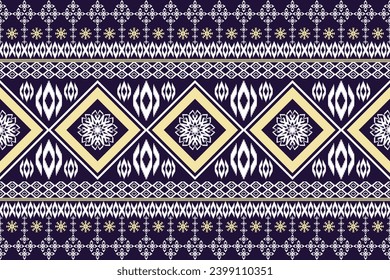 Geometric ethnic aztec embroidery style.Figure ikat oriental traditional art pattern.Design for ethnic background,wallpaper,fashion,clothing,wrapping,fabric,element,sarong,graphic,vector illustration.