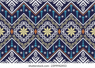 Geometric ethnic aztec embroidery style.Figure ikat oriental traditional art pattern.Design for ethnic background,wallpaper,fashion,clothing,wrapping,fabric,element,sarong,graphic,vector illustration.