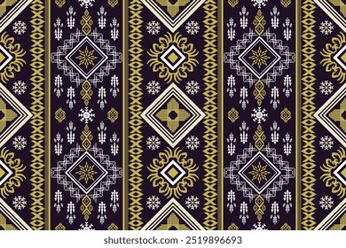 Geometric ethnic aztec embroidery style.Figure ikat oriental traditional art pattern.Design for ethnic background,wallpaper,fashion,clothing,wrapping,fabric,element,sarong,graphic,vector illustration.