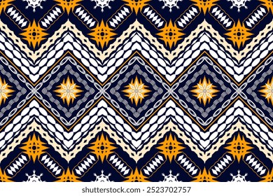 Geometric ethnic aztec embroidery style.Figure ikat oriental traditional art pattern.Design for ethnic background,wallpaper,fashion,clothing,wrapping,fabric,element,sarong,graphic,vector illustration.