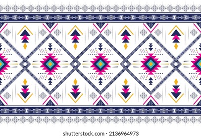 Geometric ethnic Aztec seamless pattern design. Design for background, wallpaper, carpet, fabric, clothing, scarf, handkerchief. Navajo motifs. Vector illustration.