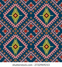 Patrón geométrico sin costuras azteca étnica. Textura de Vector azteca tribal.