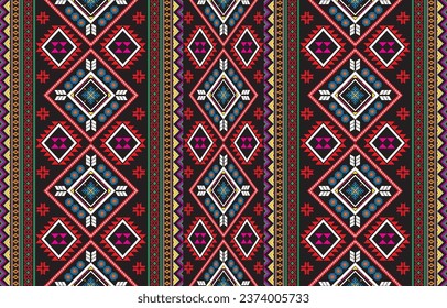 Geometric Ethnic Background With Symmetric Lines Lattice. Stylish Monochrome Texture. Vector Abstract Seamless Pattern.