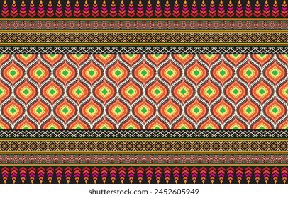 Geometric Ethnic Background With Symmetric Lines Lattice. Stylish Monochrome Texture. Vector Abstract Seamless Pattern.