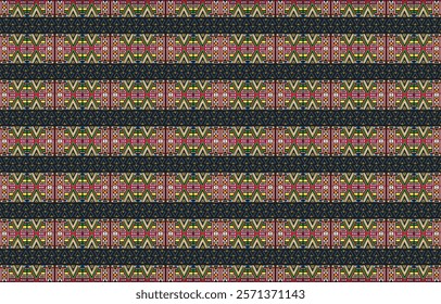 Geometric Ethnic Background With Symmetric Lines Lattice. Stylish Monochrome Texture. Vector Abstract Seamless Pattern.
