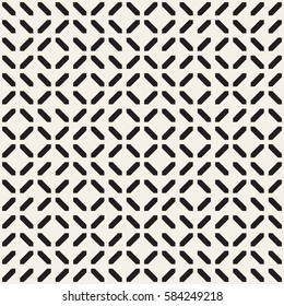 Geometric Ethnic Background With Symmetric Lines Lattice. Stylish Monochrome Texture. Vector Abstract Seamless Pattern.