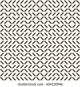 Geometric Ethnic Background With Symmetric Lines Lattice. Stylish Monochrome Texture. Vector Abstract Seamless Pattern.