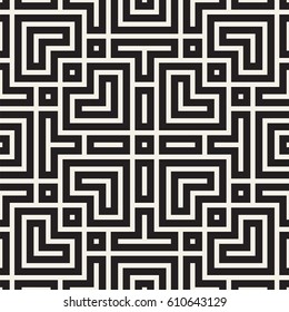 Geometric Ethnic Background with Symmetric Lines Lattice. Vector Abstract Seamless Pattern.