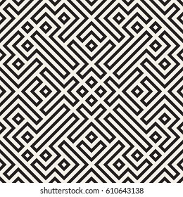 Geometric Ethnic Background with Symmetric Lines Lattice. Vector Abstract Seamless Pattern.