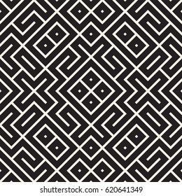 Geometric Ethnic Background with Symmetric Lines Lattice. Vector Abstract Seamless Pattern.