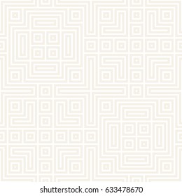 Geometric Ethnic Background With Symmetric Lines Lattice. Stylish Subtle Texture. Vector Abstract Seamless Pattern.
