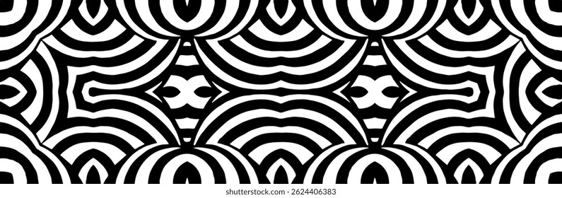 Geometric ethnic black fractal pattern on a white background. The template is suitable for laser cutting of metal, wood carving, coloring. Stencil for carving, paper design, stained glass.