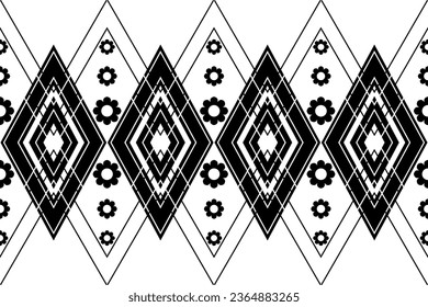 Geometric ethnic black and white colors oriental pattern traditional Design for background,carpet,wallpaper,clothing,wrapping,fabric,Vector illustration.embroidery style.