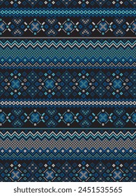 
Geometric ethnic blue color pattern with jacquard design