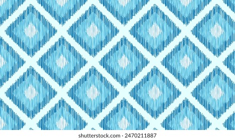 Geometric ethnic blue pattern Ikat seamless abstract design for fabric print cloth dress carpet curtains and sarong Aztec African Indian Indonesian .
