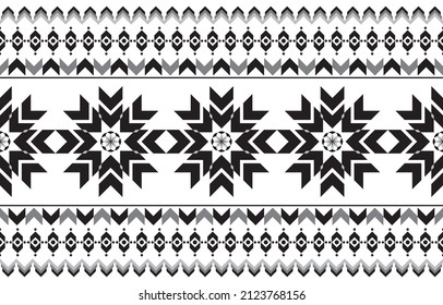 Patrón de boho geométrico étnico. Diseño para tela, ropa, alfombra, alfombra, pañuelo, suelo, fondo. Ilustración vectorial. Patrón ininterrumpido de boho tribal blanco y gris negro.