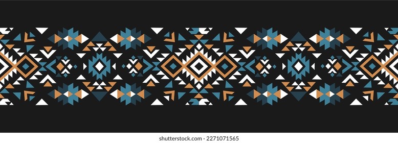 Geometric ethnic border pattern. Design for clothing, fabric, background, wallpaper, wrapping, batik. Knitwear, Embroidery style. Aztec geometric art ornament print. Vector illustration