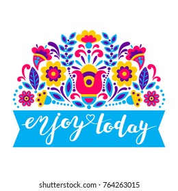 geometric ethnic decoration. Fashion mexican, navajo or aztec, native american ornament.  Colored vector design element for frame and border, textile, fabric or paper print. Vector illustration 