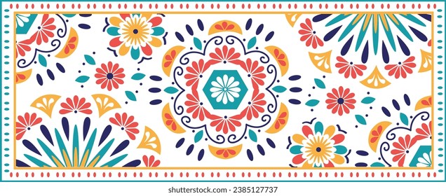 geometric ethnic decoration. Mexican, Navajo or Aztec fashion, Native American ornament. Colorful vector design element for image and border, textile, fabric or print on paper, ceramic svg