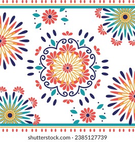 geometric ethnic decoration. Mexican, Navajo or Aztec fashion, Native American ornament. Colorful vector design element for image and border, textile, fabric or print on paper, ceramic svg