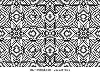 Geometric ethnic decorative black white pattern. Template, stencil suitable for laser cutting metal, wood carving, coloring, stained glass. Ornaments of the East, Asia, India, Mexico, Aztec, Peru