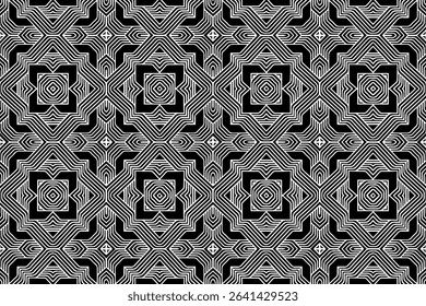Geometric ethnic decorative black white pattern. Template, stencil for laser cutting metal, wood carving, coloring, stained glass, logo. Ornaments, fresco of the East, Asia, India, Mexico, Aztec, Peru