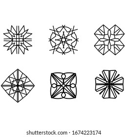  Geometric ethnic decorative elements. Set of mandalas.Vector illustration.