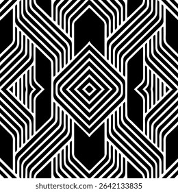 Geometric ethnic decorative linear black white pattern. Template, stencil for laser cutting metal, wood carving, coloring, stained glass, logo. Ornaments of the East, Asia, India, Mexico, Aztec, Peru.