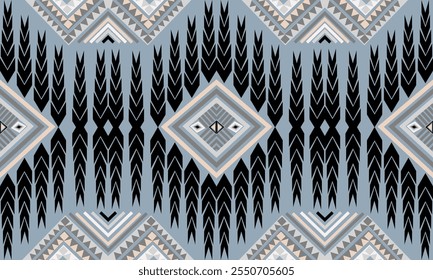 Geométrico, diseño étnico para decorativo, ropa, alfombra, fondo, tela, artesanía, tribal, cuadrado, sin costuras, retro, cortinas, geométrico tradicional étnico, cojines, almohada, impresión, funda de almohada