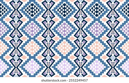 Geométrico, diseño étnico para decorativo, ropa, alfombra, fondo, tela, artesanía, tribal, cuadrado, sin costuras, retro, cortinas, geométrico tradicional étnico, cojines, almohada, impresión, funda de almohada