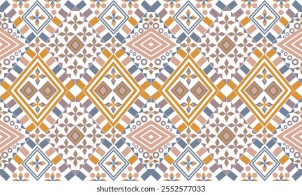 Geométrico, diseño étnico para decorativo, ropa, alfombra, fondo, tela, artesanía, tribal, cuadrado, sin costuras, retro, cortinas, geométrico tradicional étnico, cojines, almohada, impresión, funda de almohada