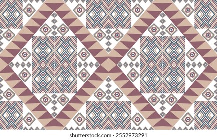 Geométrico, diseño étnico para decorativo, ropa, alfombra, fondo, tela, artesanía, tribal, cuadrado, sin costuras, retro, cortinas, geométrico tradicional étnico, cojines, almohada, impresión, funda de almohada