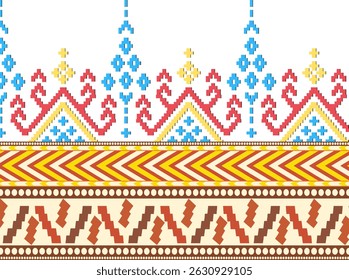  Geometric ethnic Digital pattern Border,.vector illustration design  