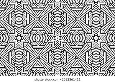 Geometric ethnic elegant black white pattern. Template, stencil suitable for laser cutting of metal, wood carving, coloring, stained glass. Ornaments of the East, Asia, India, Mexico, Aztec, Peru.