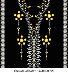 geometric ethnic embroidered neckline pattern