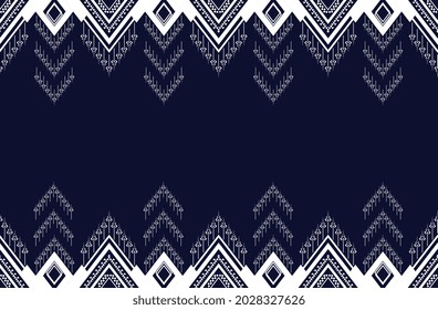 Geometric ethnic embroidery pattern style with Dark Blue background design used in wallpaper,skirt,carpet,wallpaper,clothing,wrapping,Batik,fabric,sheet for Vector, illustration.eps