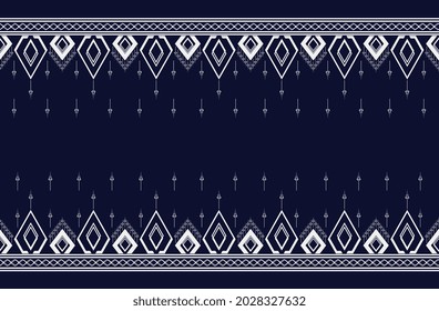 Geometric ethnic embroidery triangles textures with Dark Blue background design for wallpaper,skirt,carpet,wallpaper,clothing,wrapping,Batik,fabric,sheet, Vector, illustration templates.eps