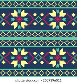 Geometric ethnic fabric design seamless. Pixel  illustration design for decoration, clothing, fabric texture