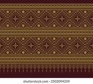 patrón geométrico de tela étnica para textiles, alfombras, étnico tradicional, Fondo de pantalla, ropa, sarong, batik, abrigo, bordado, impresión, fondo, cubierta, Ilustración vectorial, amarillo, patrones rojos