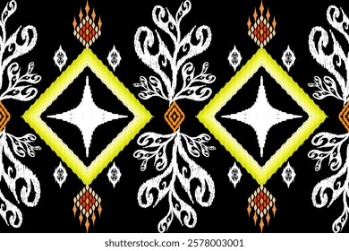 Geometric ethnic Figure aztec embroidery style.Ikat oriental traditional art pattern.Design for ethnic background,wallpaper,fashion,clothing,wrapping,fabric,element,sarong,graphic,vector illustration.