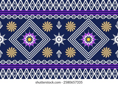 Geometric ethnic Figure aztec embroidery style.Ikat oriental traditional art pattern.Design for ethnic background,wallpaper,fashion,clothing,wrapping,fabric,element,sarong,graphic,vector illustration.