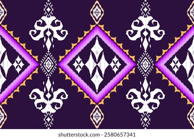 Geometric ethnic Figure aztec embroidery style.Ikat oriental traditional art pattern.Design for ethnic background,wallpaper,fashion,clothing,wrapping,fabric,element,sarong,graphic,vector illustration.