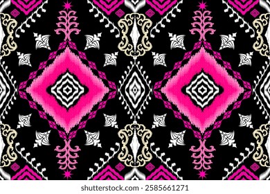Geometric ethnic Figure aztec embroidery style.Ikat oriental traditional art pattern.Design for ethnic background,wallpaper,fashion,clothing,wrapping,fabric,element,sarong,graphic,vector illustration.