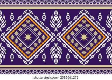 Geometric ethnic Figure aztec embroidery style.Ikat oriental traditional art pattern.Design for ethnic background,wallpaper,fashion,clothing,wrapping,fabric,element,sarong,graphic,vector illustration.