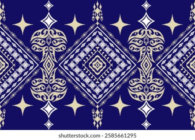 Geometric ethnic Figure aztec embroidery style.Ikat oriental traditional art pattern.Design for ethnic background,wallpaper,fashion,clothing,wrapping,fabric,element,sarong,graphic,vector illustration.