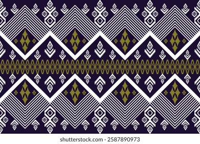 Geometric ethnic Figure aztec embroidery style.Ikat oriental traditional art pattern.Design for ethnic background,wallpaper,fashion,clothing,wrapping,fabric,element,sarong,graphic,vector illustration.